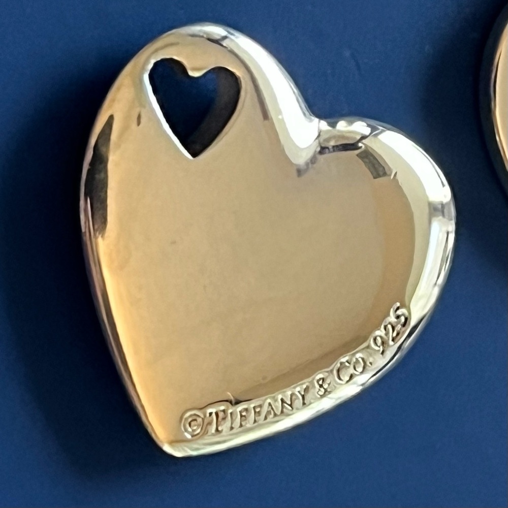 Tiffany & Co. Sterling Silver Heart Pendant x3 with 18 inch Cable Chain Necklace - Picture 6 of 10